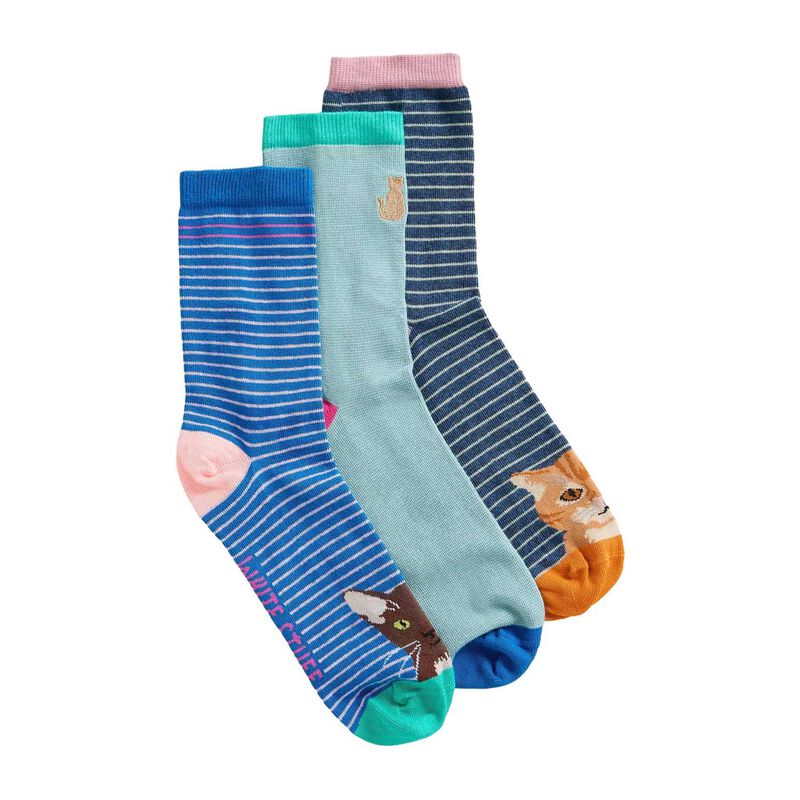 White Stuff 3Pk Cat Pals Ankle Socks image number 0